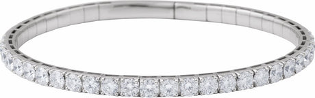 14K White Gold 4 CTW Lab-Grown Diamond  Flexible Bangle 7" Bracelet