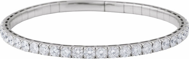 14K White Gold 4 CTW Lab-Grown Diamond  Flexible Bangle 7" Bracelet