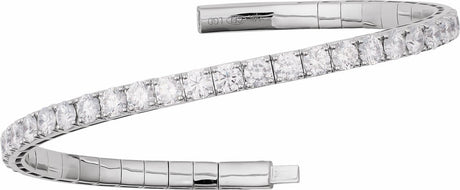 14K White Gold 5 CTW Lab-Grown Diamond  Flexible Bangle 7" Bracelet