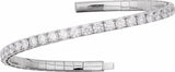 14K White Gold 5 CTW Lab-Grown Diamond  Flexible Bangle 7" Bracelet