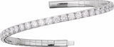 14K White Gold 4 CTW Lab-Grown Diamond  Flexible Bangle 7" Bracelet