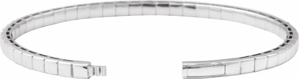 14K White Gold 4 CTW Lab-Grown Diamond  Flexible Bangle 7" Bracelet