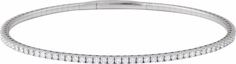 14K White Gold 1 1/2 CTW Natural Diamond Flexible Bangle 7" Bracelet