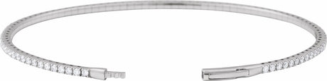14K White Gold 1 1/2 CTW Natural Diamond Flexible Bangle 7" Bracelet