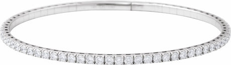 14K White Gold 3 CTW Natural Diamond Flexible Bangle 7" Bracelet