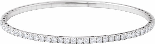 14K White Gold 3 CTW Natural Diamond Flexible Bangle 7" Bracelet