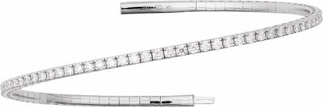 14K White Gold 3 CTW Lab-Grown Diamond Flexible Bangle 7" Bracelet