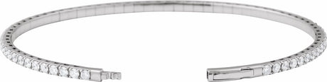 14K White Gold 3 CTW Lab-Grown Diamond Flexible Bangle 7" Bracelet