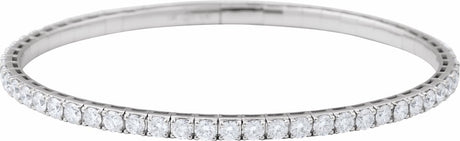 14K White Gold 5 CTW Lab-Grown Diamond Flexible Bangle 7" Bracelet