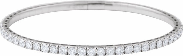 14K White Gold 5 CTW Lab-Grown Diamond Flexible Bangle 7" Bracelet