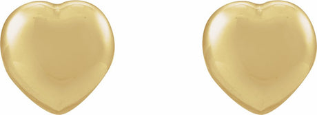 14K Yellow Heart Earrings
