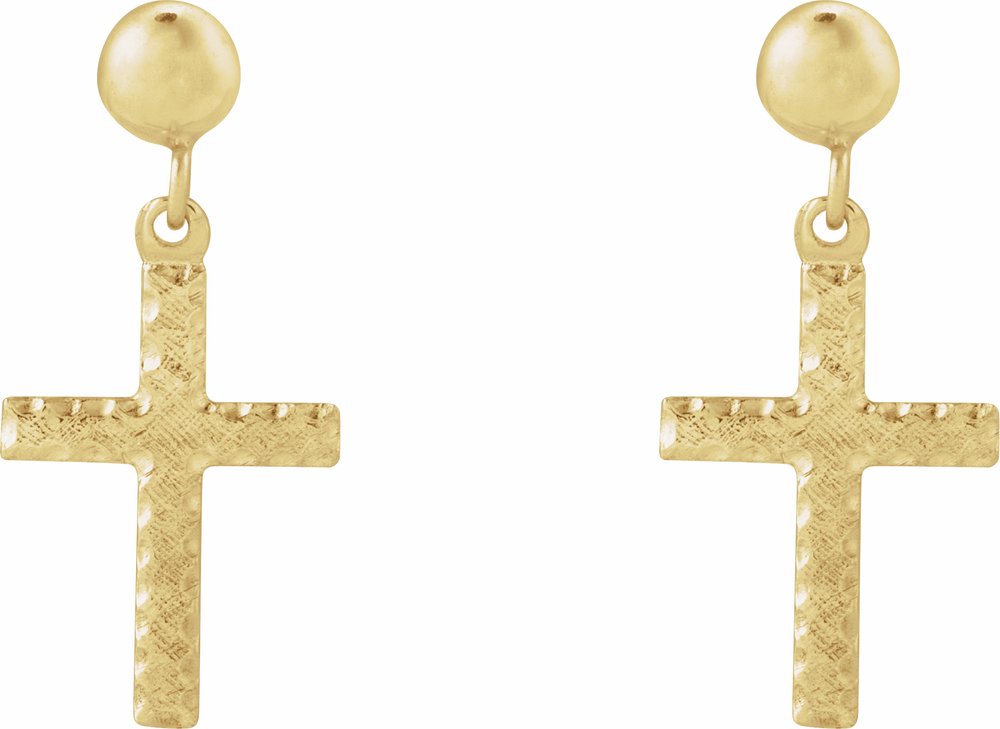 14K Yellow 11x8 mm Cross Earrings