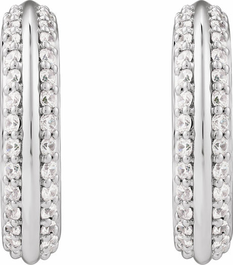 14K White 5/8 CTW Natural Diamond Hoop Earrings