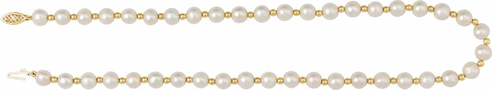 14K Yellow Cultured White Freshwater Pearl 18" Necklace