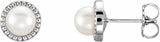 14K White Gold 5.5-6 mm Cultured White Freshwater Pearl Earrings