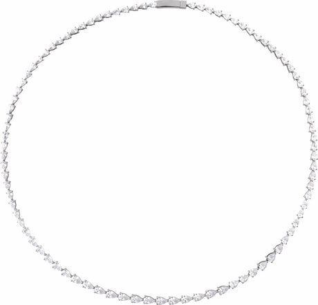 14K White 10 CTW Lab-Grown Diamond Line 16" Necklace