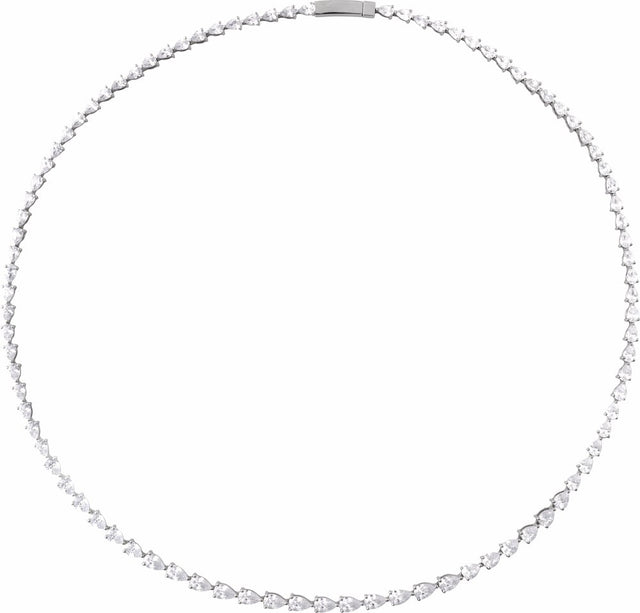 14K White 10 CTW Lab-Grown Diamond Line 16" Necklace