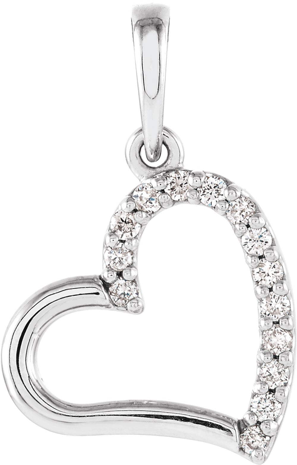 14K White .07 CTW Natural Diamond Heart Pendant