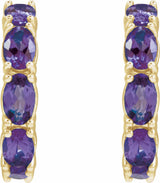 14K Yellow Natural Amethyst Hoop Earrings