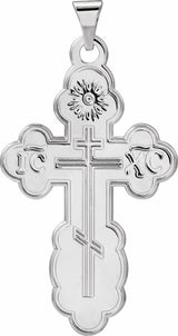 14K White Gold 32x21 mm Orthodox Cross Pendant