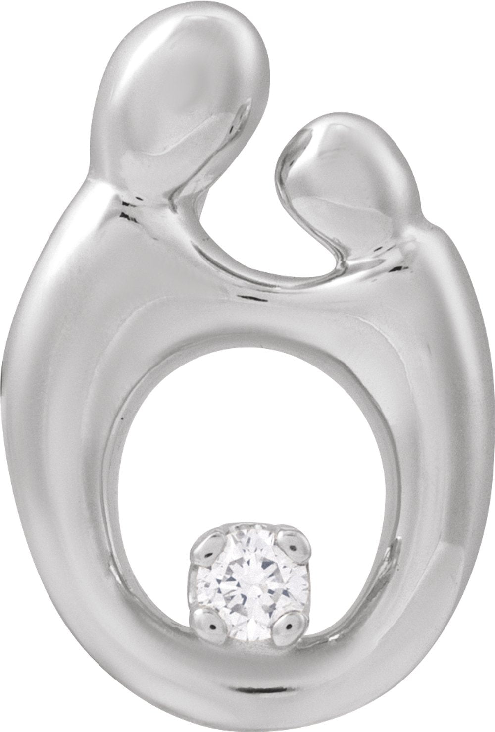 14K White .03 CT Natural Diamond Mother and Child® Slide Pendant