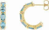 14K Yellow Gold Natural Aquamarine 18.2 mm Hoop Earrings