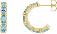 14K Yellow Natural Aquamarine 18.2 mm Hoop Earrings