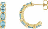 14K Yellow Natural Aquamarine 18.2 mm Hoop Earrings