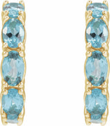 14K Yellow Gold Natural Aquamarine 18.2 mm Hoop Earrings