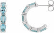 14K White Gold Natural Aquamarine 18.2 mm Hoop Earrings