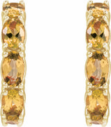 14K Yellow Gold Natural Citrine 18.2 mm Hoop Earrings