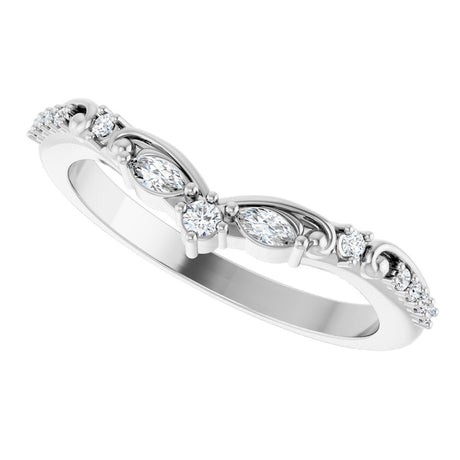 14K White Gold 1/8 CTW Natural Diamond Contour Band