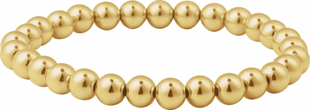 14K Yellow Gold-Filled 6 mm Elastic Bead 6 1/2" Bracelet