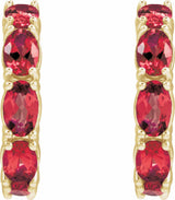 14K Yellow Gold Lab-Grown Ruby 18.2 mm Hoop Earrings