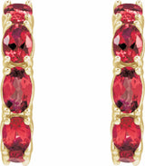 14K Yellow Lab-Grown Ruby Hoop Earrings