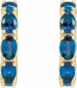14K Yellow Lab-Grown Blue Sapphire 18.2 mm Hoop Earrings