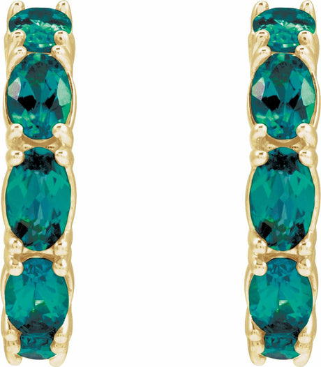 14K Yellow Gold Lab-Grown Alexandrite 18.2 mm Hoop Earrings