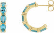 14K Yellow Gold Natural Blue Zircon 18.2 mm Hoop Earrings
