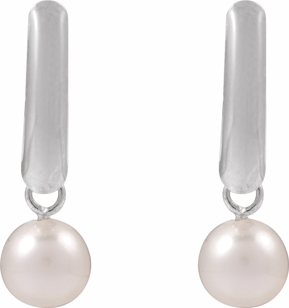 14K White Cultured White Freshwater Pearl Earrings