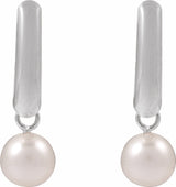 14K White Cultured White Freshwater Pearl Earrings