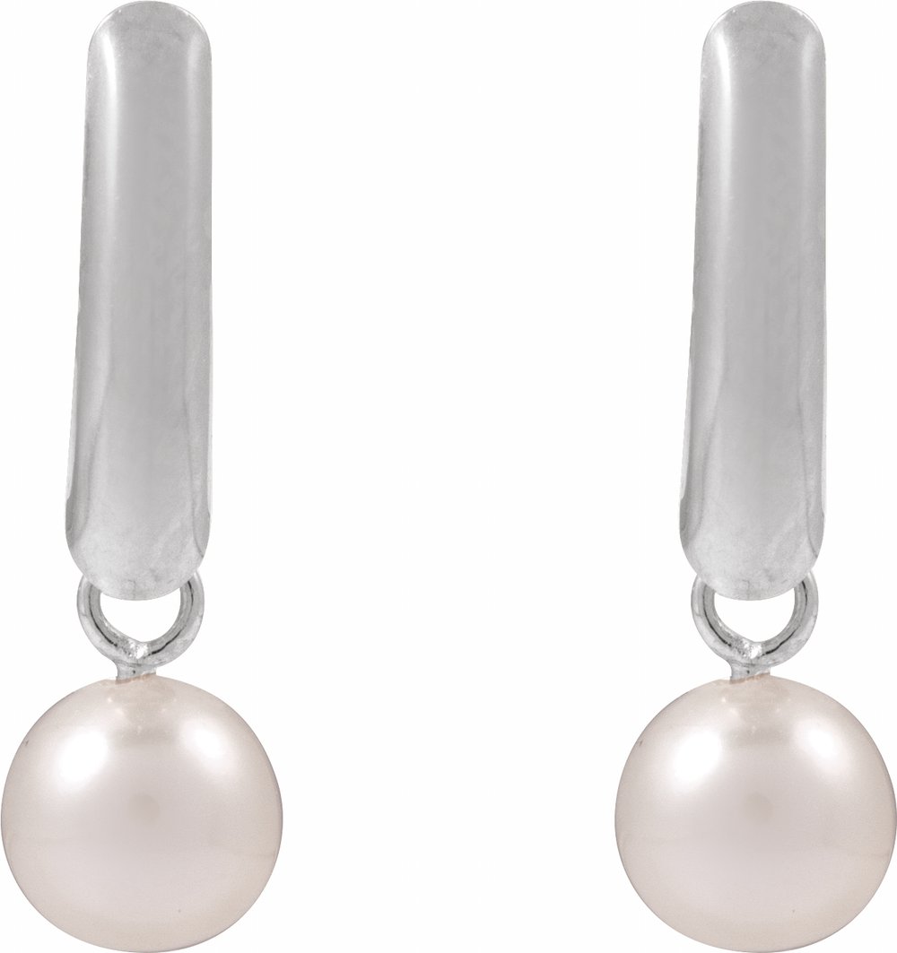 14K White Gold Cultured White Freshwater Pearl Earrings