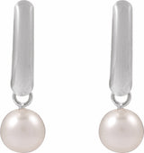 14K White Gold Cultured White Freshwater Pearl Earrings