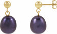 14K Yellow Cultured Black Freshwater Pearl Earrings