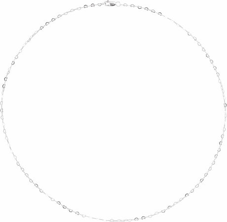 14K White 1.9 mm Heart 18" Chain