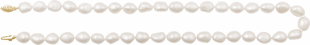 14K Yellow Cultured White Freshwater Pearl 18" Necklace