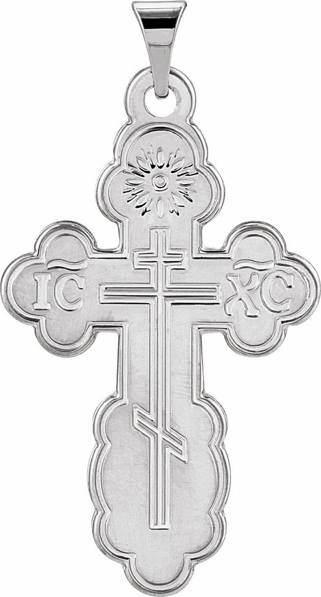 14K White Gold 26x17 mm Orthodox Cross Pendant