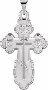 14K White Gold 26x17 mm Orthodox Cross Pendant