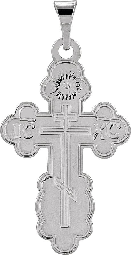 14K White Gold 19x13 mm Orthodox Cross Pendant