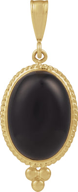 14K Yellow Natural Black Onyx Pendant