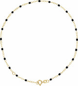 14K Yellow 2 mm Adjustable Black Enamel Bead 9-10" Chain